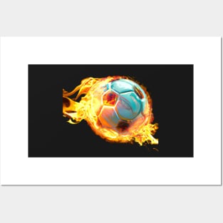 Flame Soccer Ball Posters and Art